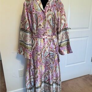 Paisley Patterned Long Silk Dress